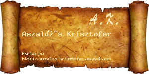 Aszalós Krisztofer névjegykártya